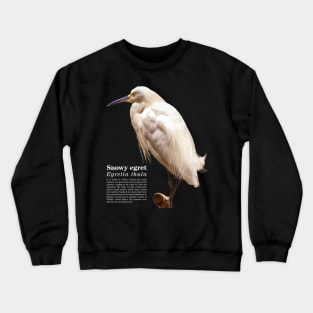 Snowy egret tropical bird white text Crewneck Sweatshirt